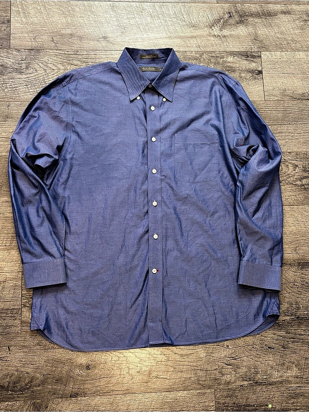 Daniel Cremieux Signature Collection Solid Blue 100%Cotton Dress Shirt L